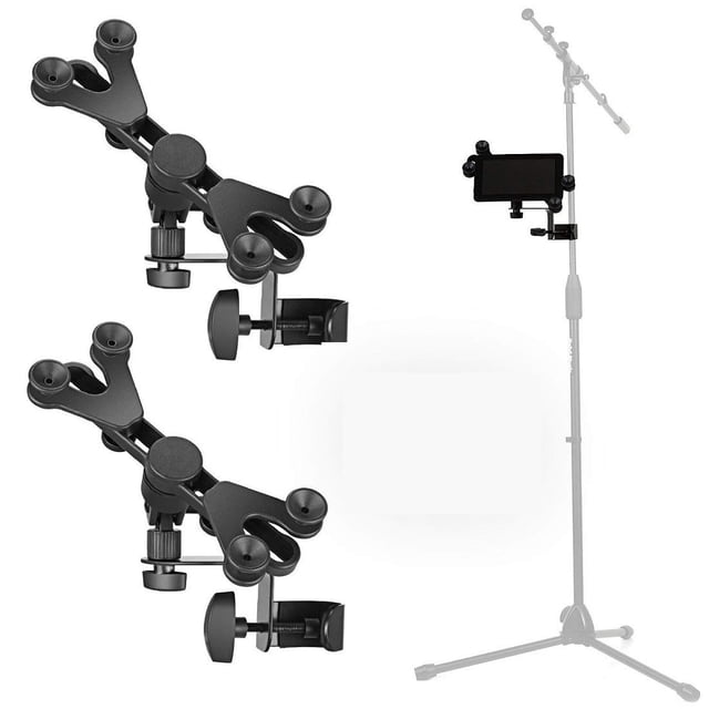 Pack de 2 soportes para tabletas - Hola! Soporte para micrófono musical, soporte para tabletas o teléfonos inteligentes, se adapta a dispositivos de 6 a 15 pulgadas