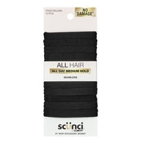 Scunci No Damage Hosiery Ponytail Hair Ties, Black, 12 Count