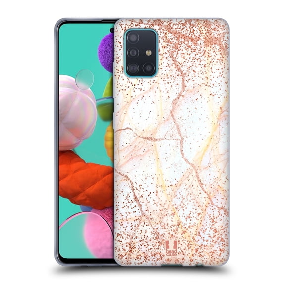 Head Case Designs Glittery Marble Prints Rose Gold Soft Gel Case Compatible with Samsung Galaxy A51 (2019)