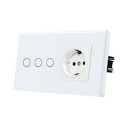AFQH EU Touch Switch with Socket Combination Tempered Glass Panel