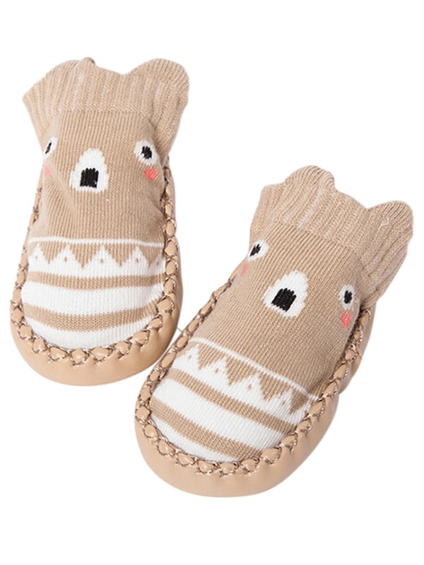 Cartoon Newborn Kid Baby Girl Boy Anti-Slip Cotton Warm Socks Slipper Shoes D