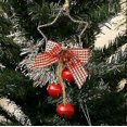 thumbnail image 2 of 2pcs Christmas Pine Pinecones Jingle Bell and Buffalo Check Bow Door Hanger Wall Hanger Ornaments Retro Widget, 2 of 3