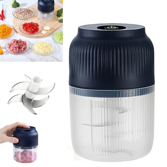 Household Electric Garlic Crusher, Portable Cordless Electric Garlic Chopper, Mini Portable Veggie Cutter, Veggie Chopper with Container and Lid, for Nuts Ginger Chili Onion Fruit Meat