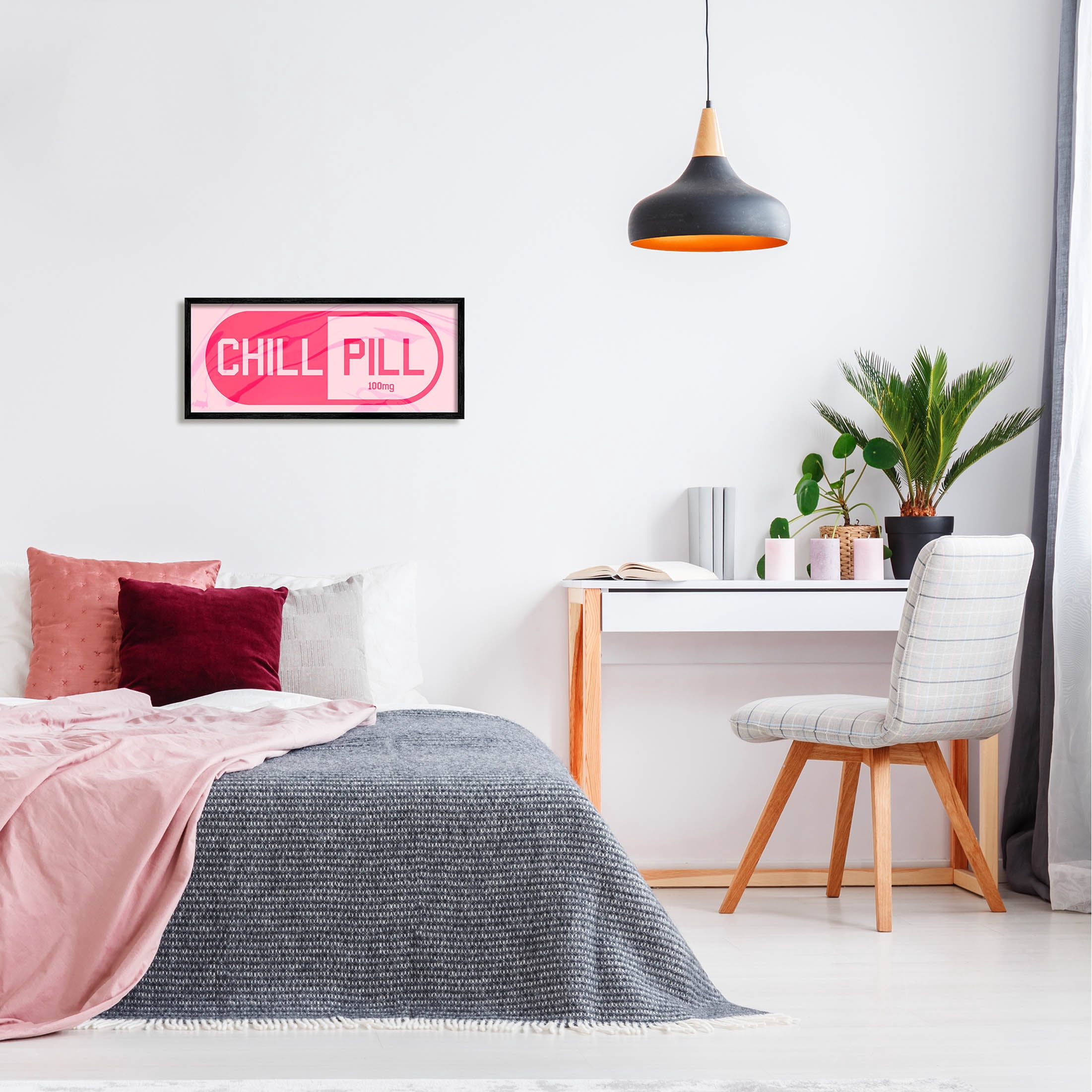 Stupell Industries Chill Pill Modern Casual Graphic Art Black Framed Art Print Wall Art, Design by Daphne Polselli
