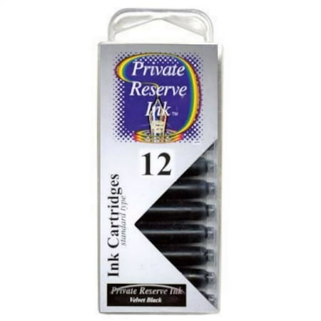 Private Reserve Ink 12 Pack Universal Size Fountain Pen Cartridge - Velvet Black (Best Ink Cartridges For Fountain Pens)