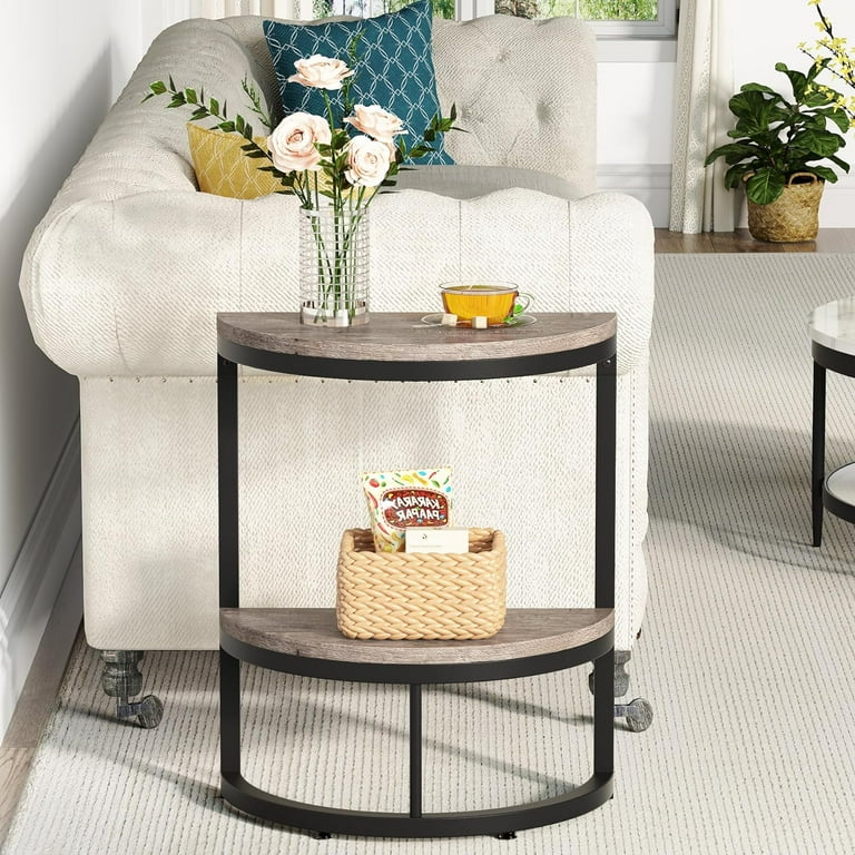 Tribesigns 2-Tier Half Round End Table, Living Room Tribesigns 2-Tier Half Round End Table, Living Room
