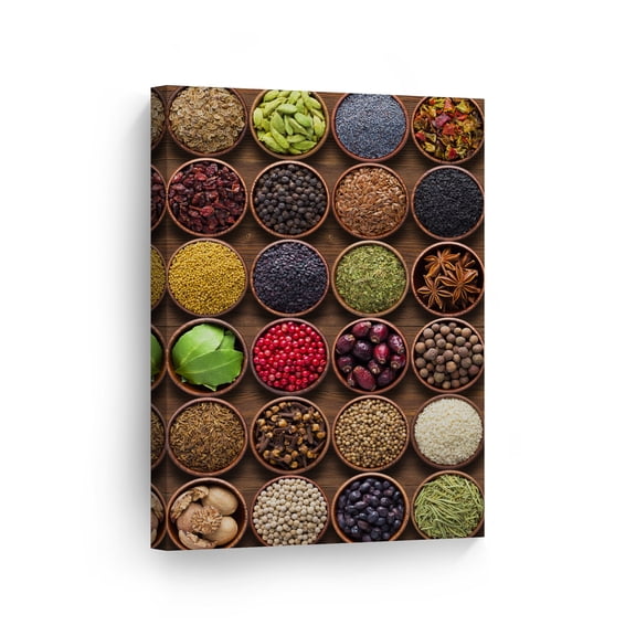 Smile Art Design Colorful Indian Spices and Herbs in Bowls Kitchen Canvas Wall Art Print Restaurant Cafe Dining Room Farmhouse Decor Modern Housewarming Gift 40x30