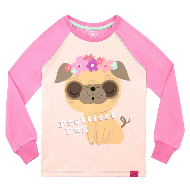 Harry Bear Girls Prettiest Pug Long Sleeve Pajamas Pajamas Sizes 4 10 Walmart