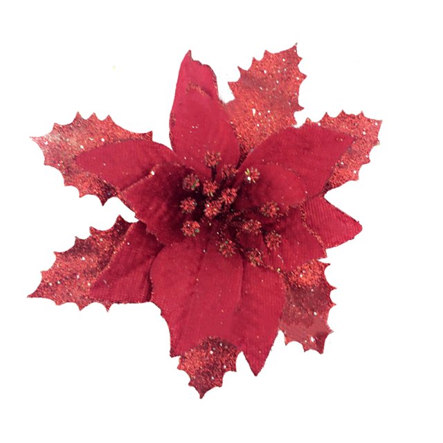 Flores de árbol de Navidad 15cm Poinsettia Glitter Flower Decor FleinngHoz JD700712327