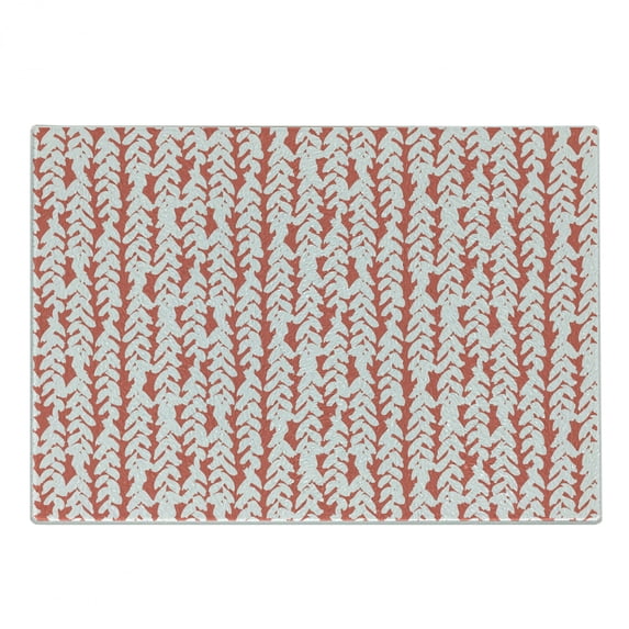 Coral Cutting Board, Hand Painted Braids Vertical Pattern Bohemian Hipster Fashion Chevron Art, Decorative Tempered Glass Cutting and Serving Board, Small Size, Coral White, by Ambesonne