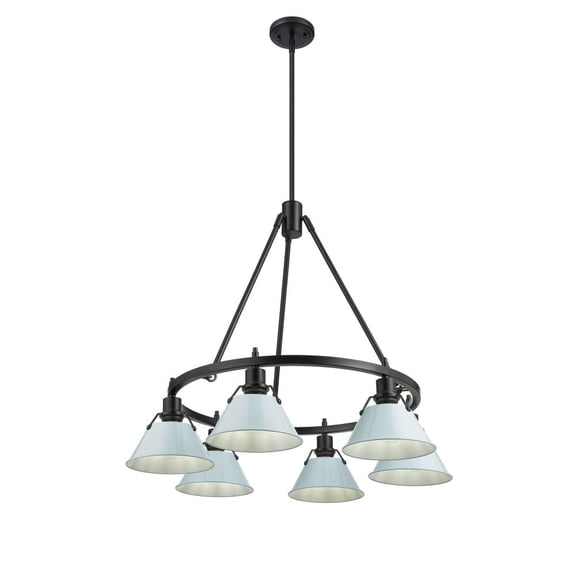 3306-6 BLK-DB Golden Lighting Orwell - 6 Light Chandelier-20.38 Inches Tall and 29 Inches Wide-Matte Black Finish-Dusky Blue Shade Color