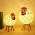 thumbnail image 4 of Labymos Veilleuse LED à Intensité Variable pour Enfants, Design Mignon de Moutons en Forme de Boule, Abat-Jour Tissé à la Main, Lampe Lune, 4 of 8