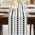 thumbnail image 3 of Coastal Turtle 70 Inch Table Runner, Sage Green Stripe Navy White Ocean Farmhouse Dresser Scarf Cotton & Linen Tablerunner for Dining/Kitchen Island/Holiday Party Décor 13" x 70", 3 of 9