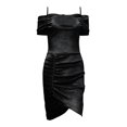 thumbnail image 2 of GDREDA Robe pour Femmes Bordure Européenne et Américaine Printemps Robe Slim à Bretelles Cordon Irrégulier Robe de Soirée 2024 Noir,m, 2 of 5