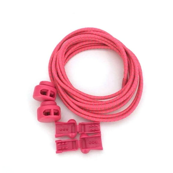 WHAMVOX 1 Pair Pink Elastic Shoelaces for Trainers Round Buckle Polyester Material Night Running