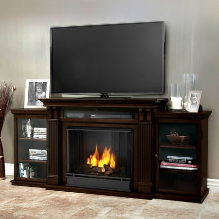 Real Flame Calie Entertainment Center Ventless Gel Fireplace - Dark Walnut