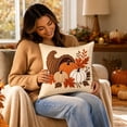thumbnail image 4 of Thanksgiving Printed Linen Pillowcases 18X18 Inch, Fall Pillow Cover, Holiday Decoration Cushion Cover with Pumpkin Pattern for Living Room Bedroom, 4 of 7