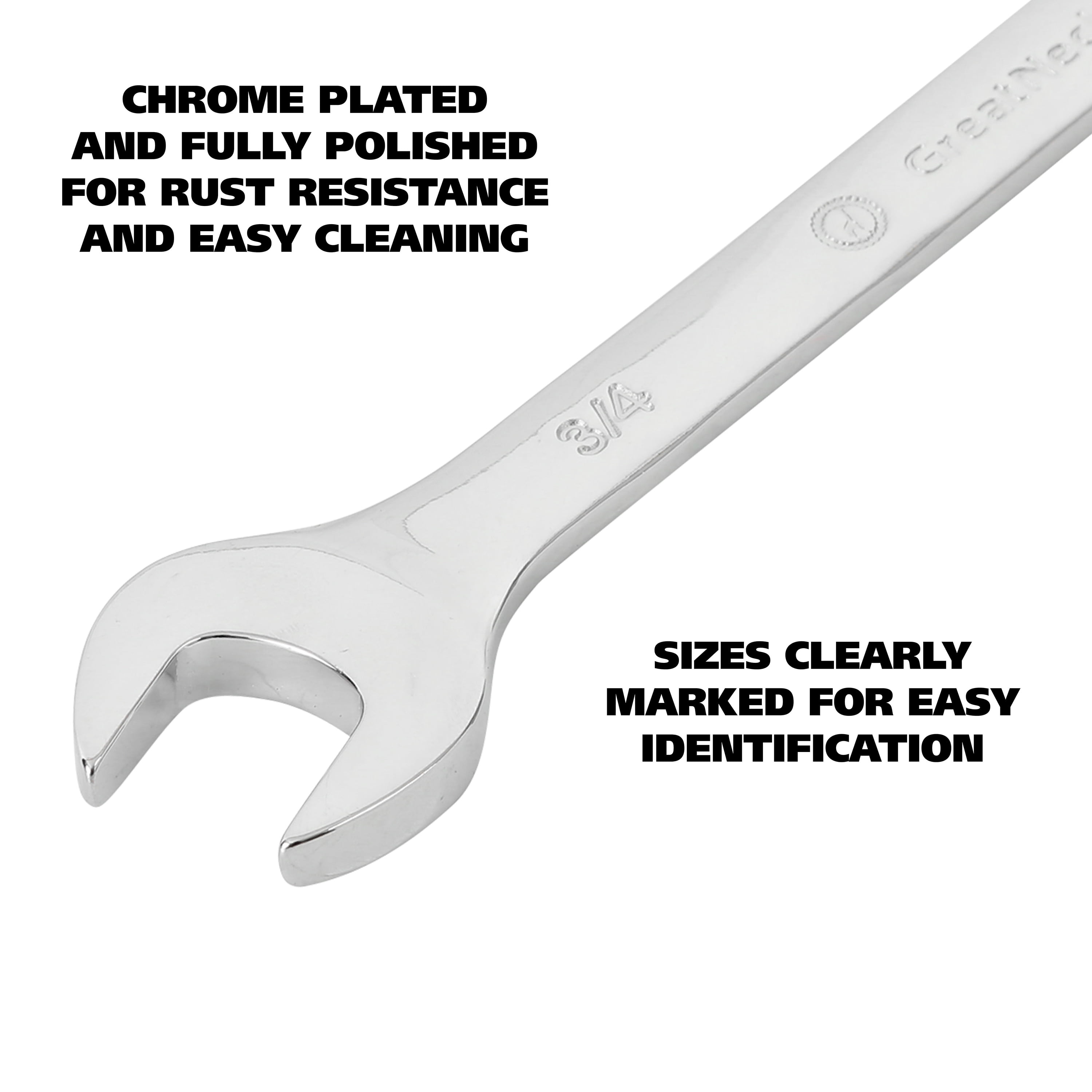GreatNeck Combination Wrench SAE Set with Rack, Drop Forged Steel, 11 Piece