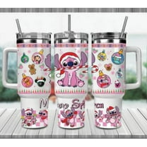40oz Stainless Steel Tumbler with Stitch Christmas Design
