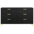 thumbnail image 4 of Maklaine 6-Drawer Contemporary Wood Dresser in Black and Gold, 4 of 8