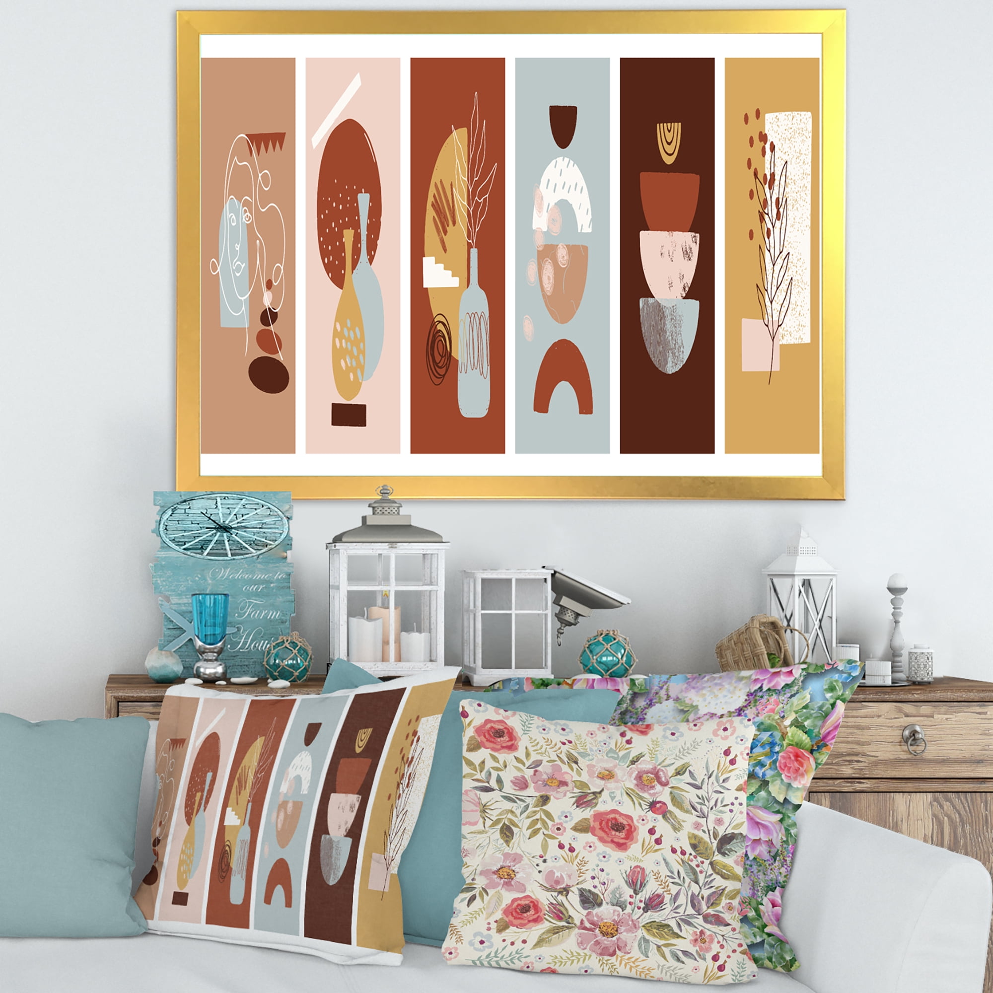 Designart 'Compostion Minimalistic of Organic Shapes V' Modern Framed Art Print