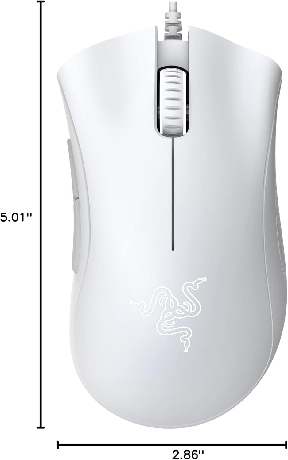 Wired gaming mouse: 6400 DPI Optical Sensor - 5 Programmable Buttons - Mechanical Switches - Rubber Side Grips - white and black