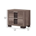 thumbnail image 5 of Benjara Rangley 24" Nightstand- 2 Drawers- Chrome Metal Handles- Brown Wood, 5 of 6