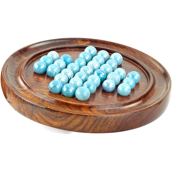 Nagina International Wooden Rosewood Crafted Peg Solitaire Wooden Crafted Adult Toys & Games (Fallen Blue)