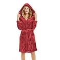thumbnail image 3 of WCJM Light Robe for Women Plush Robes for Women with Warm Fleece Hooded Bathrobe Soft Long Spa Robe with Pockets Short Style Women Robes, 3 of 5