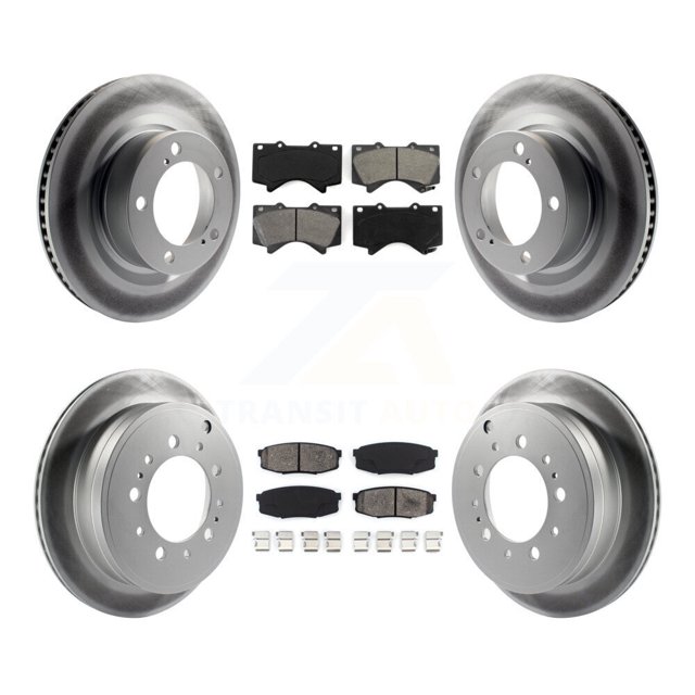 Transit Auto Front Rear Coated Disc Brake Rotors and Semi-Metallic Pads Kit for Car Toyota Tundra Sequoia Lexus LX570 Land Cruiser KGS-100984