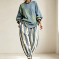 thumbnail image 2 of PNTUTB Fashion Women's Color Block Two Piece Set Crew Neck Long Sleeve Top Harem Pants Loose Casual Comfort Trendy Outfit Sets, 2 of 7
