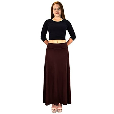 Bustle Over Skirt - Peach Couture Womens Summer Printed Variety Fold Over Long Jersey Maxi Skirt