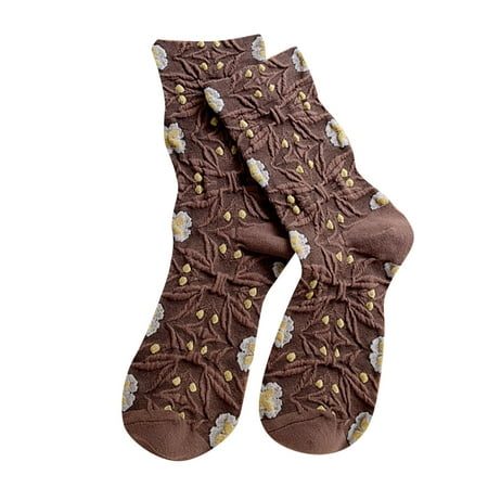 

Heiheiup Women Stockings Floral Cartoon Printing Fashion Casual Thermal Socks Stockings Sheer Control Top