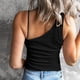 thumbnail image 2 of Camisola de un hombro, lavable a máquina a la moda para mujer, camiseta sin mangas de un hombro para vacaciones en la playa LYUMO Chalecos de Peso, 2 of 5