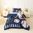 thumbnail image 2 of Castle Fairy Eat Sleep Baseball Twin Comforter Sets 2pcs, Sport Theme Bedding Set, Navy White,Navy Blue Reversible,1 Comforter and 1 Pillowcase, 2 of 6