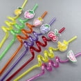 thumbnail image 4 of Reusable Spiral Straws 8PCS Cartoon Fruit Drinking Straws with Colorful Twisty/Design for Party Cups, Cute Curly Straws for Birthday Favors, Juice Time and Family Gatherings B, 4 of 6