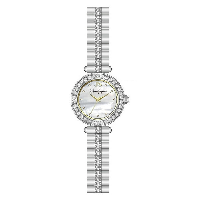 Jessica Simpson Ladies 22mm Silver Tone Mini Mother Of Pearl Dial
