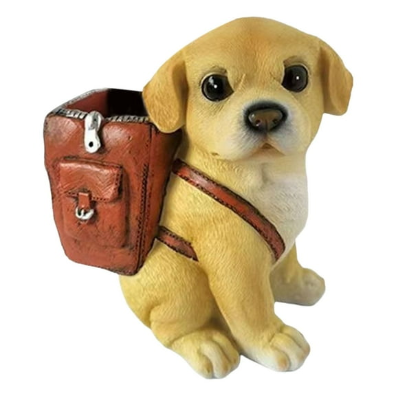 WMGHA ‌5x5x3 Inch Sitting Dog Pencil Cup - Compact Resin Pen Storage Container for Students, Cute Desktop Organizer with Anti-Slip Base, Desk Accessories Decor‌