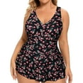 thumbnail image 3 of Oplxuo Women's Plus Size One Piece Swimsuits Tummy Control Sexy Ruched Bathing Suit Full Coverage Swimwear with Skirt, 3 of 7
