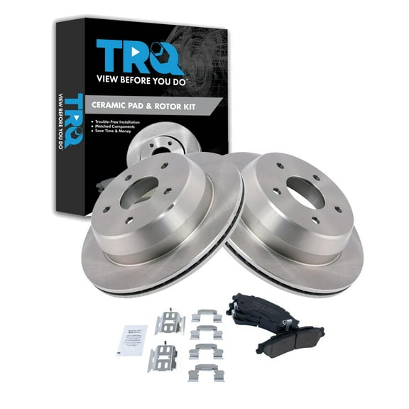 TRQ Rear Brake Pad & Rotor Kit Brake Pads Brake Rotor Ceramic Fits Select 1998-2005 Chevrolet Blazer 1998-2001 GMC Jimmy