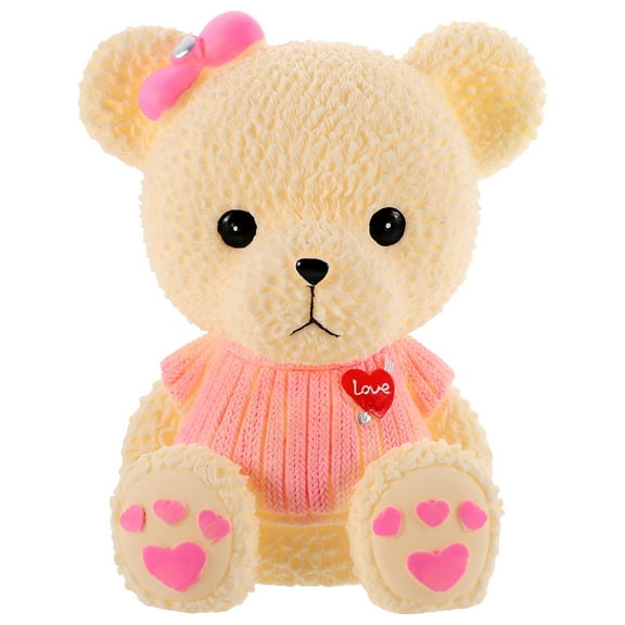 Vending Tin Bear Piggy Bank Practical Piggy Bank Baby 16.5X14X10CM Pink