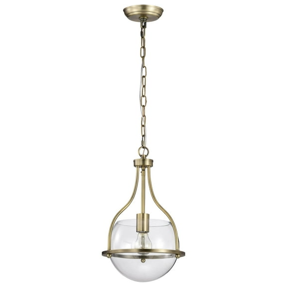 Nuvo Lighting Amado 1 Light Pendant - 10 Inches - Vintage Brass Finish - Clear Glass - Vintage Brass