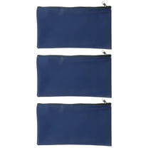 3 Pcs Bags Zip Pu Leather Bill Cash Deposit Storage 2pcs Packed Navy Blue