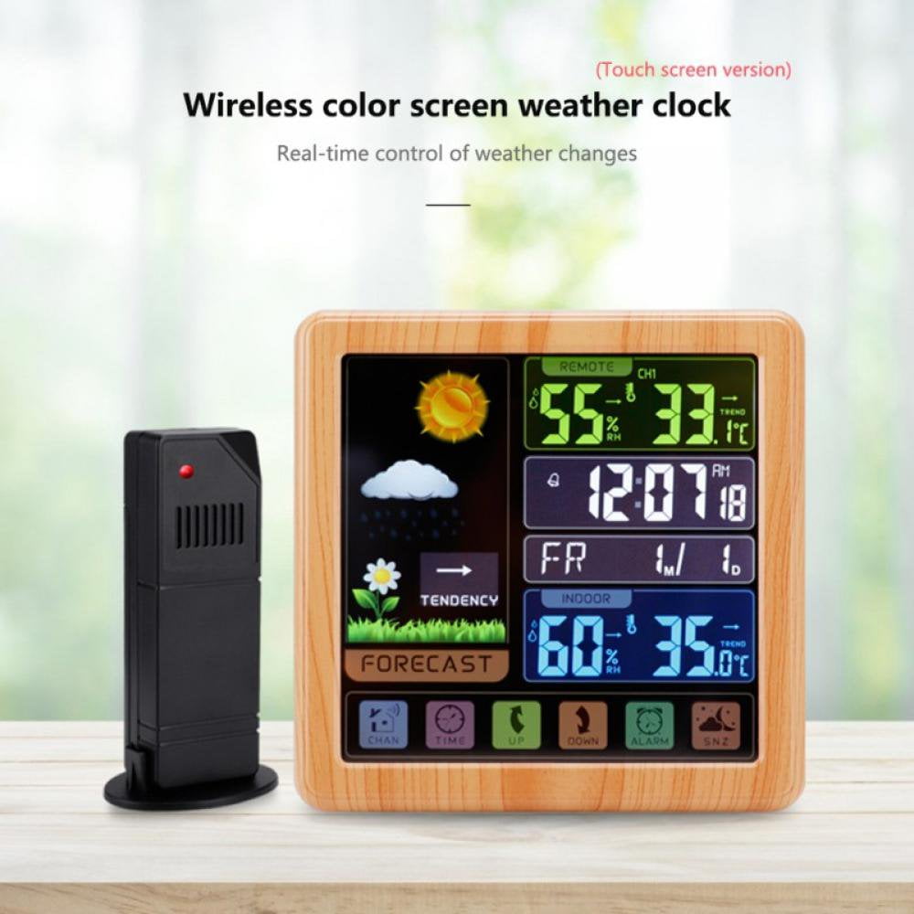 KEINXS Full Weather Clock Weather Station Indoor Outdoor Color Display Weather Atomic Clock