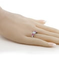 thumbnail image 4 of Gem Stone King 925 Sterling Silver 3-Stone Ring Round Sky Blue Aquamarine and Vivid Pink Moissanite (0.96 Cttw, Size 9), 4 of 5