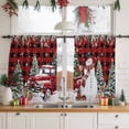 thumbnail image 3 of Red Plaid Christmas Sheer Curtains 45 Inches Long, Snowman Xmas Truck Balls Tree Light Filtering Window Curtains for Living Room/Bedroom, Rod Pocket Voile Sheer Curtain Drapes, 52"W x 45"L, 2 Panels, 3 of 9