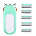 thumbnail image 1 of Razors For Women 6 Refills 3 Blades Shaver For Face Legs Bikini Area, Comfort Glid, Green 26-27s, 1 of 5