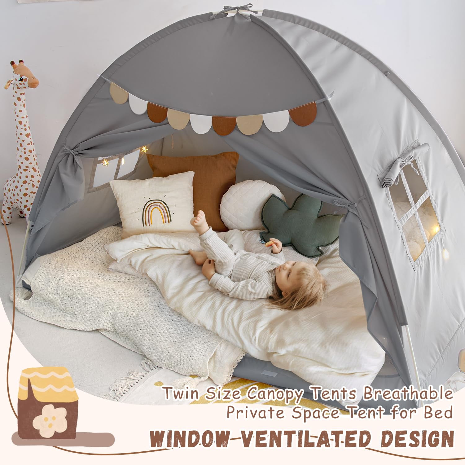Bed Tent Bunk Size For  Indoor Floor Sleeping Tents Playhouse Drafty Room Blackout Space On Girl Birthday House Gift