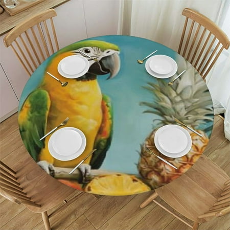 

Sheronv Parrot Branch Round Table Cover Stain Resistant Washable Kitchen Dining Wedding Parties 100% Polyester for Picnic Farmhouse Outdoor Indoor Party Decor 46 -50