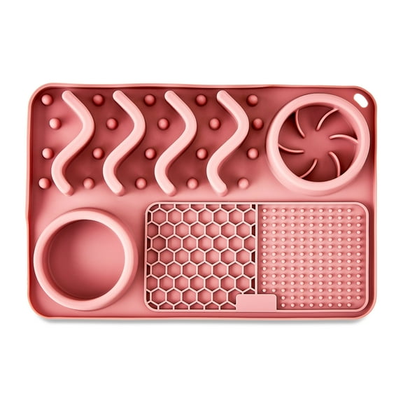 Vibrant Life Silicone Slow Feeder Compartment Pet Mat, Rose, 12" x 8"